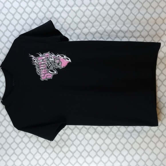 Small Ms Skull Crusher drag racing black and pink short sleeve tee - Picture 2 of 7
